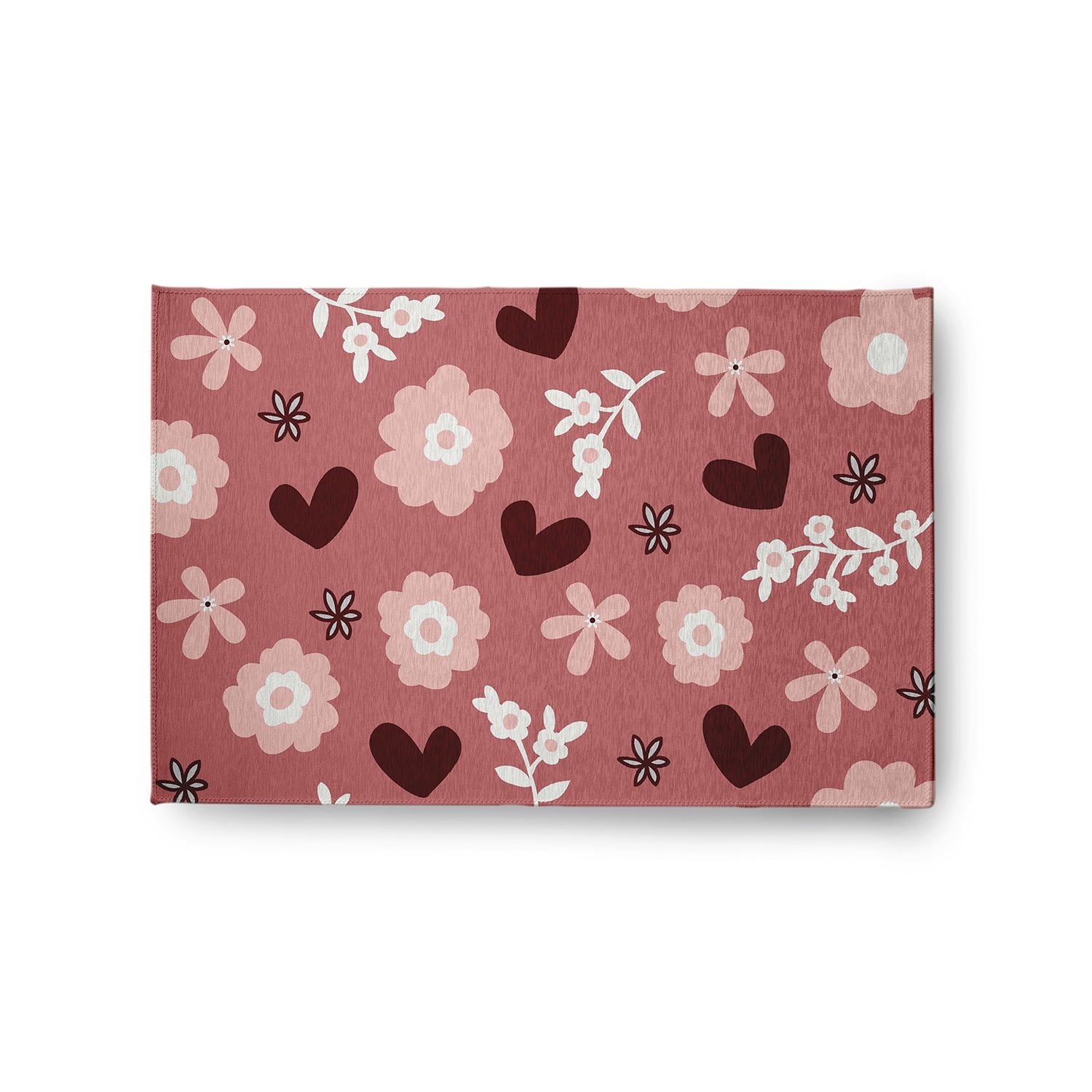 Simply Daisy 2' x 3' Pink Flowery Love Valentines Chenille Indoor/Outdoor Rug