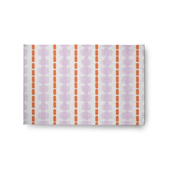 Simply Daisy 2' x 3' Purple-Orange Watercolor Stripe Spring Chenille Indoor/Outdoor Rug