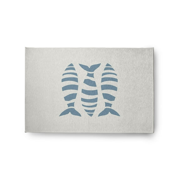 Simply Daisy 2' x 3' Puzzle Fish Nautical Chenille Rug, Dusty Smoke