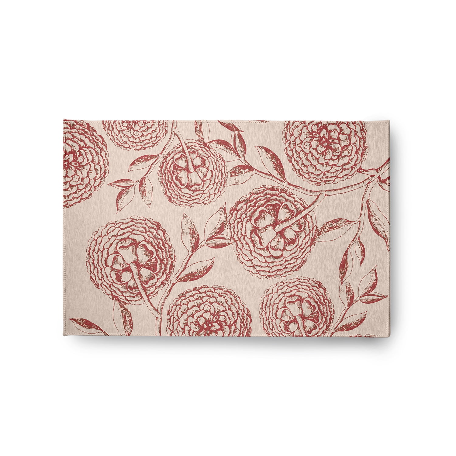 Red Floral Chenille Non-slip Rectangular Area Rug 2' x 3'