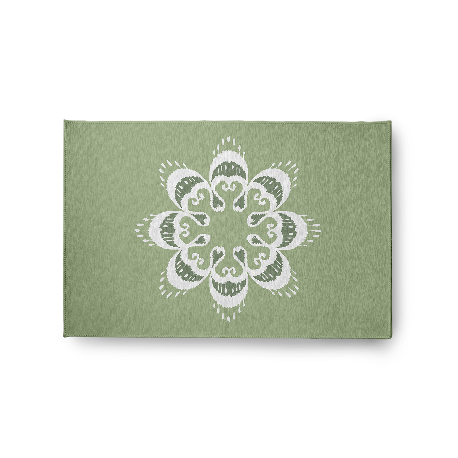 Simply Daisy 2' x 3' Sage Green Ikat Mandala Chenille Rug