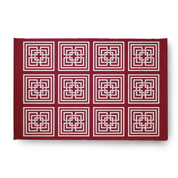 Simply Daisy 2' x 3' Sporty Red Greek New Key Rug