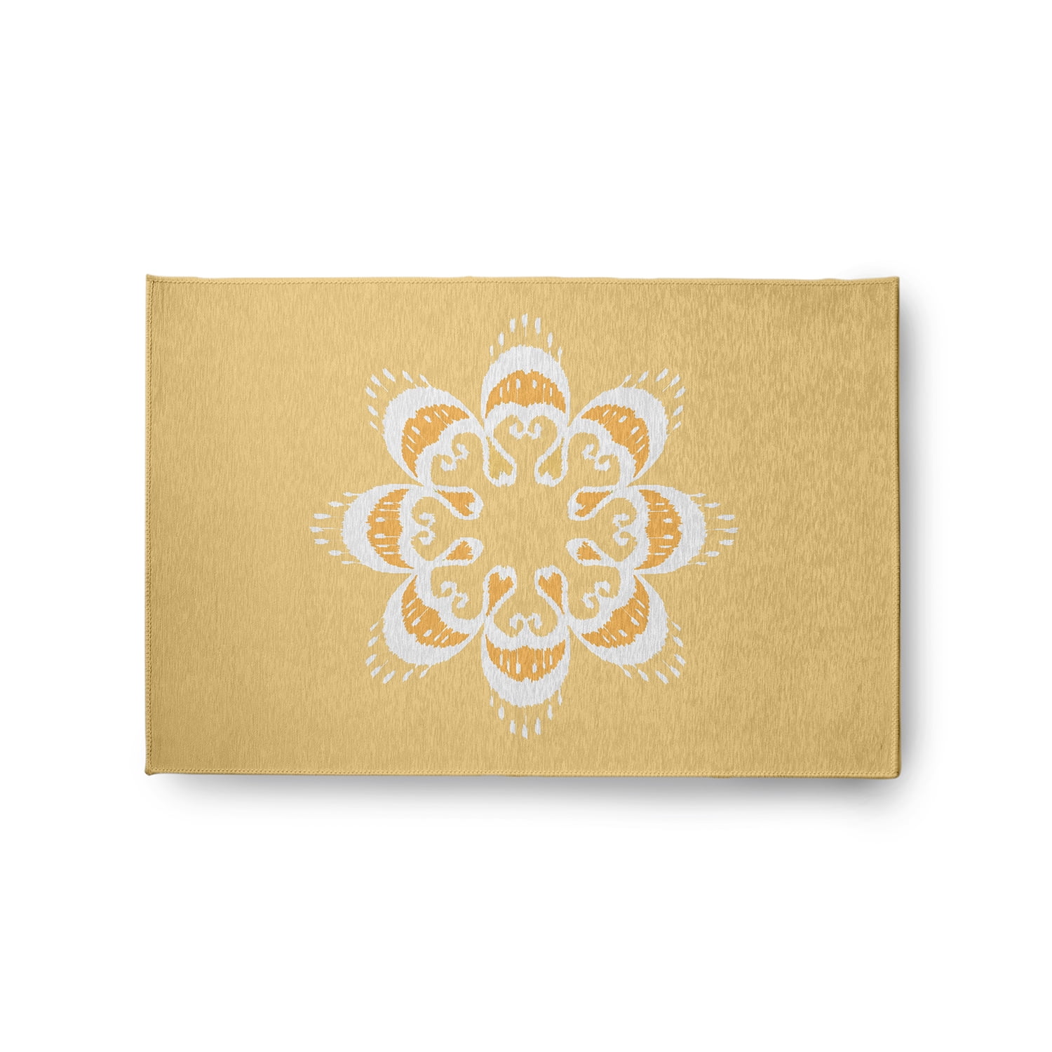 Simply Daisy 2' x 3' Sunshine Yellow Ikat Mandala Chenille Indoor/Outdoor Rug