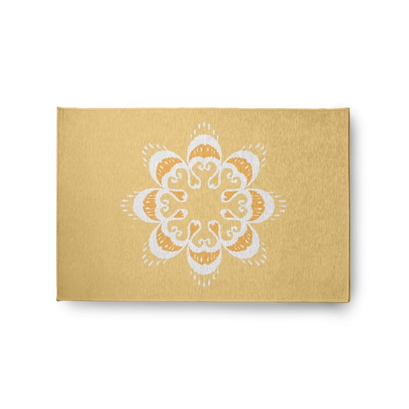 Simply Daisy 2' x 3' Sunshine Yellow Ikat Mandala Chenille Rug