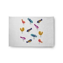 Simply Daisy 2' x 3' Teal Tweets Spring Chenille Indoor/Outdoor Rug