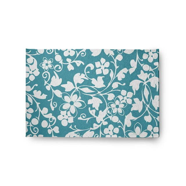 Simply Daisy 2' x 3' Turquoise Evelyn Spring Chenille Indoor/Outdoor Rug