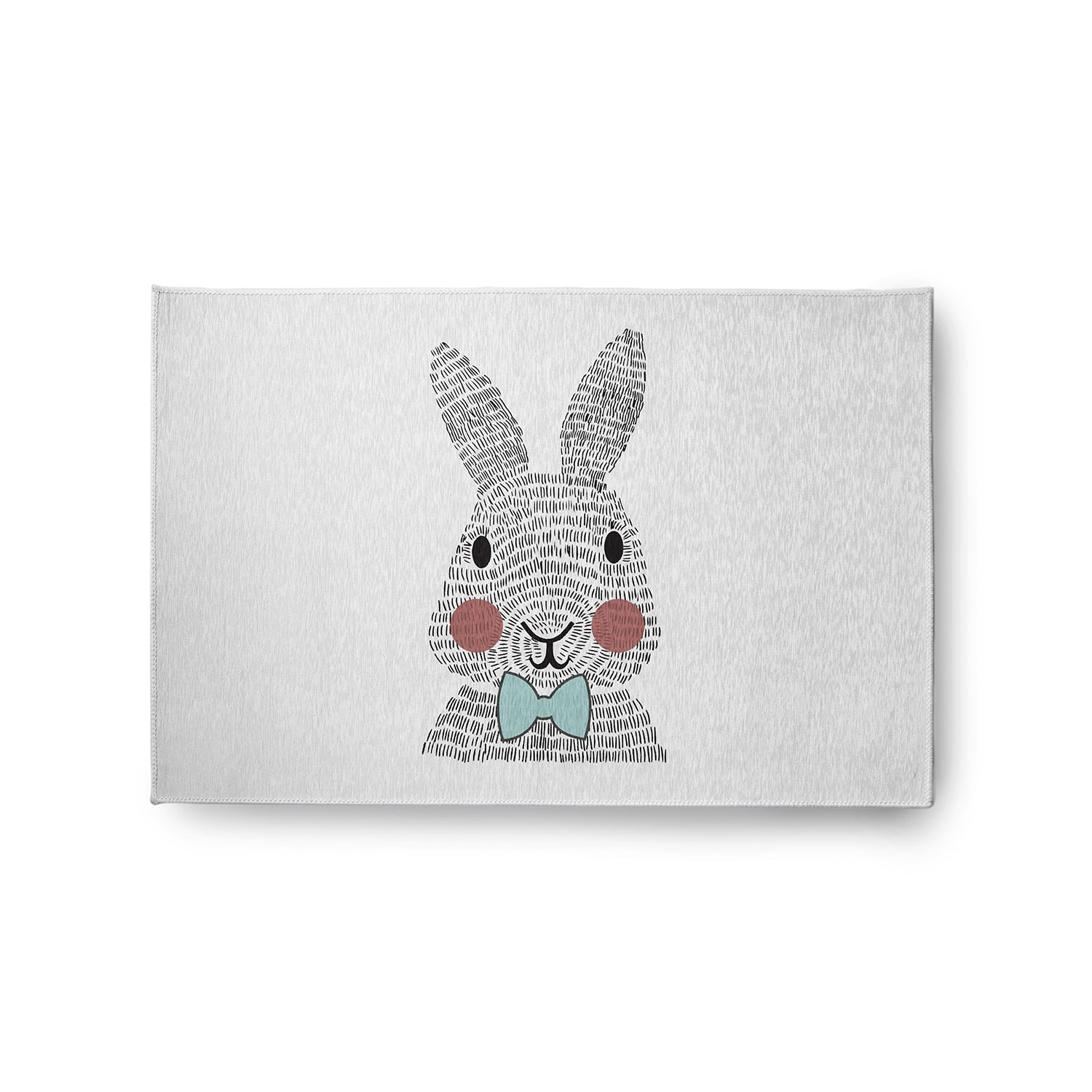 Simply Daisy 2' x 3' Wave Top Blue Bow-tie Bunny Easter Chenille Indoor/Outdoor Rug