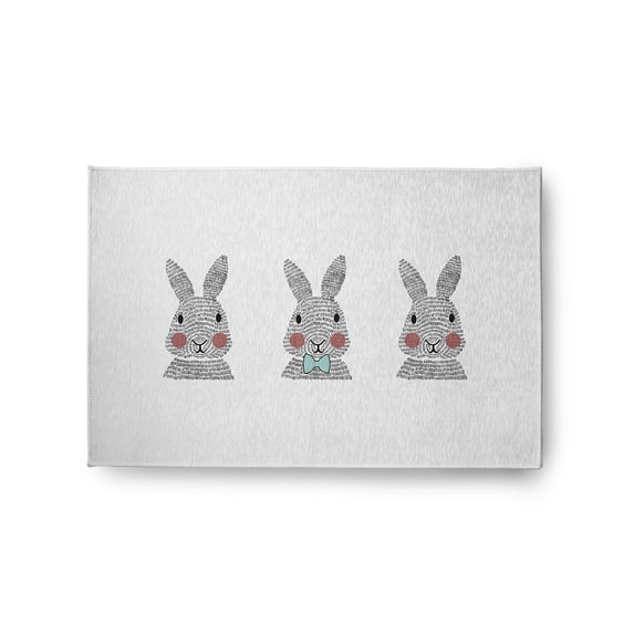 Simply Daisy 2' x 3' Wave Top Blue Bunny Triplets Easter Chenille Rug