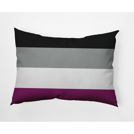 Simply Daisy 20 in x 14 in Contemporary Black/White/Gray Stripes Pride Day Polyester Decorative Lumbar Pillow