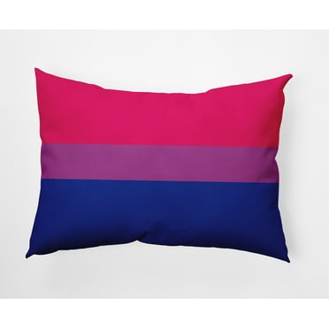 Simply Daisy 20 in x 14 in Contemporary Pink, Purple and Blue Stripes Polyester Decorative Lumbar Pillow