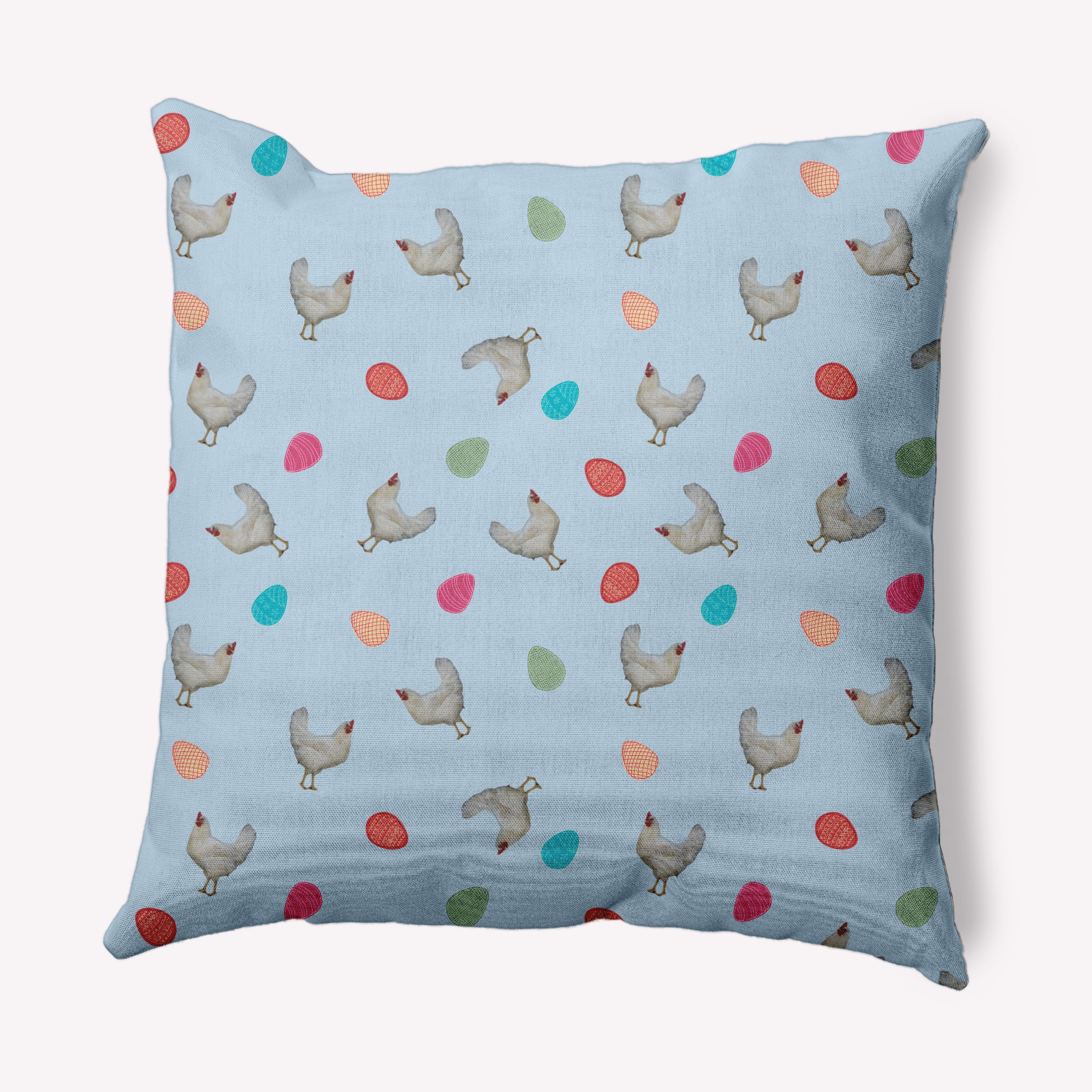 Simply Daisy 20 in x 20 in Blue Animal Print Easter Polyester Throw Pillow