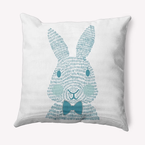 Simply Daisy 20 in x 20 in Blue Animal Print Easter Polyester Throw Pillow
