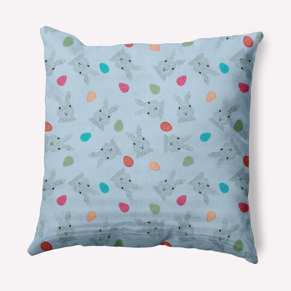 Simply Daisy 20 in x 20 in Blue Animal Print Easter Polyester Throw Pillow