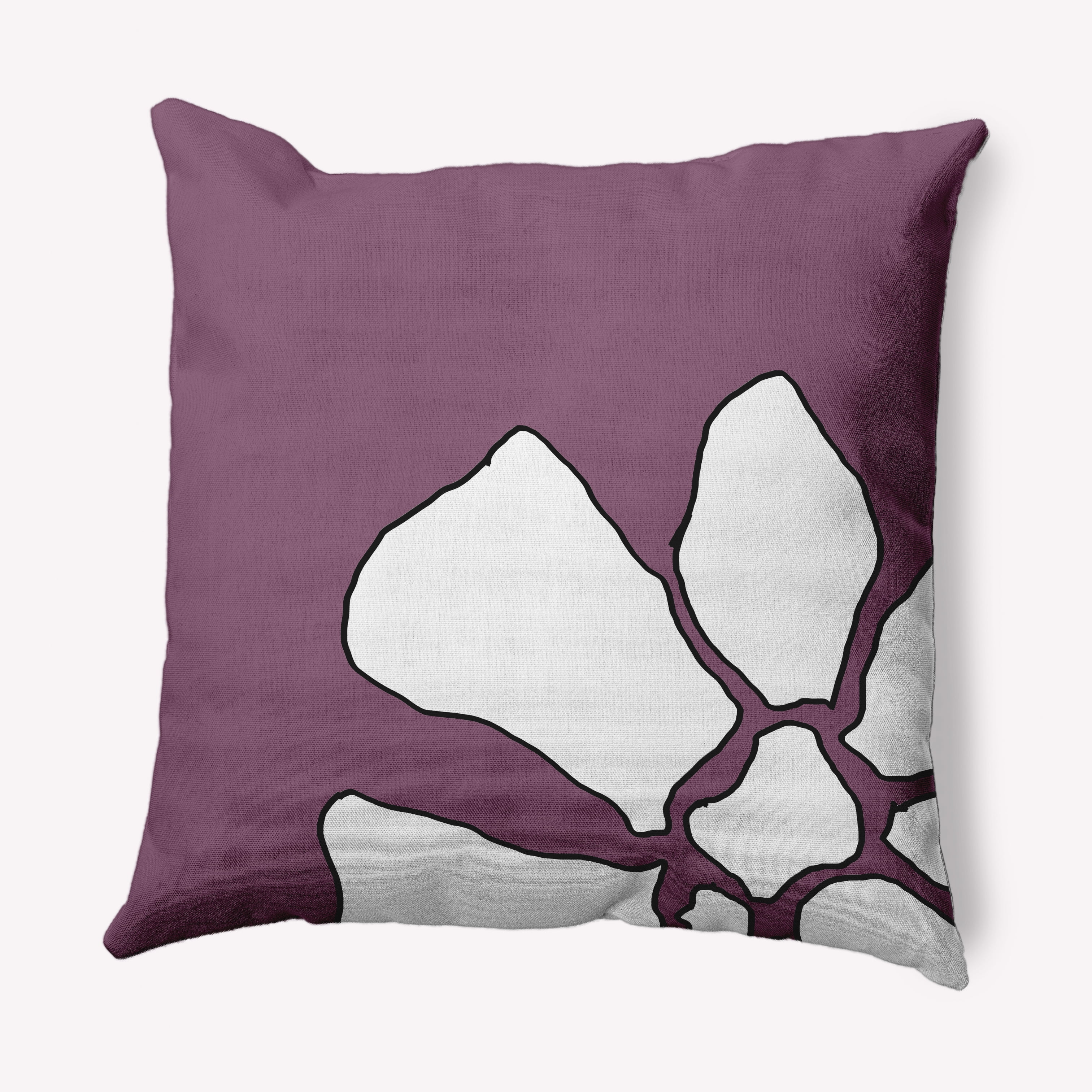 Simply Daisy 20 in x 20 in Modern and Contemporary Purple and White Floral Polyester Throw Pillow