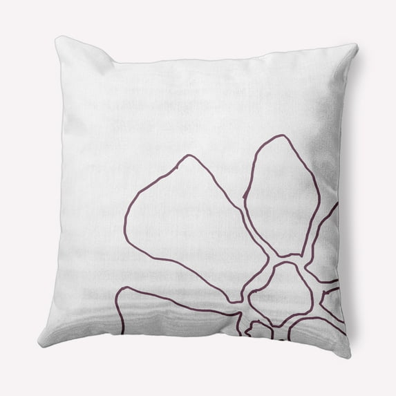 Simply Daisy 20 in x 20 in Modern and Contemporary White and Purple Floral Polyester Throw Pillow