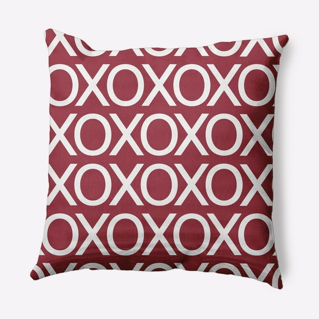 Simply Daisy 20 in x 20 in Red and White Graphic Prints Polyester Throw Pillow