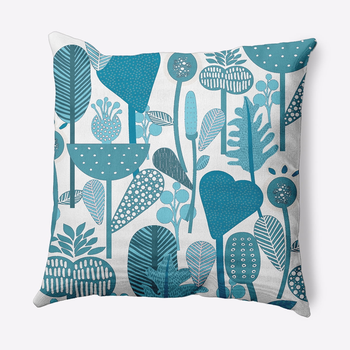 Simply Daisy 20 in x 20 in Scandinavian Blue Floral Polyester Throw Pillow