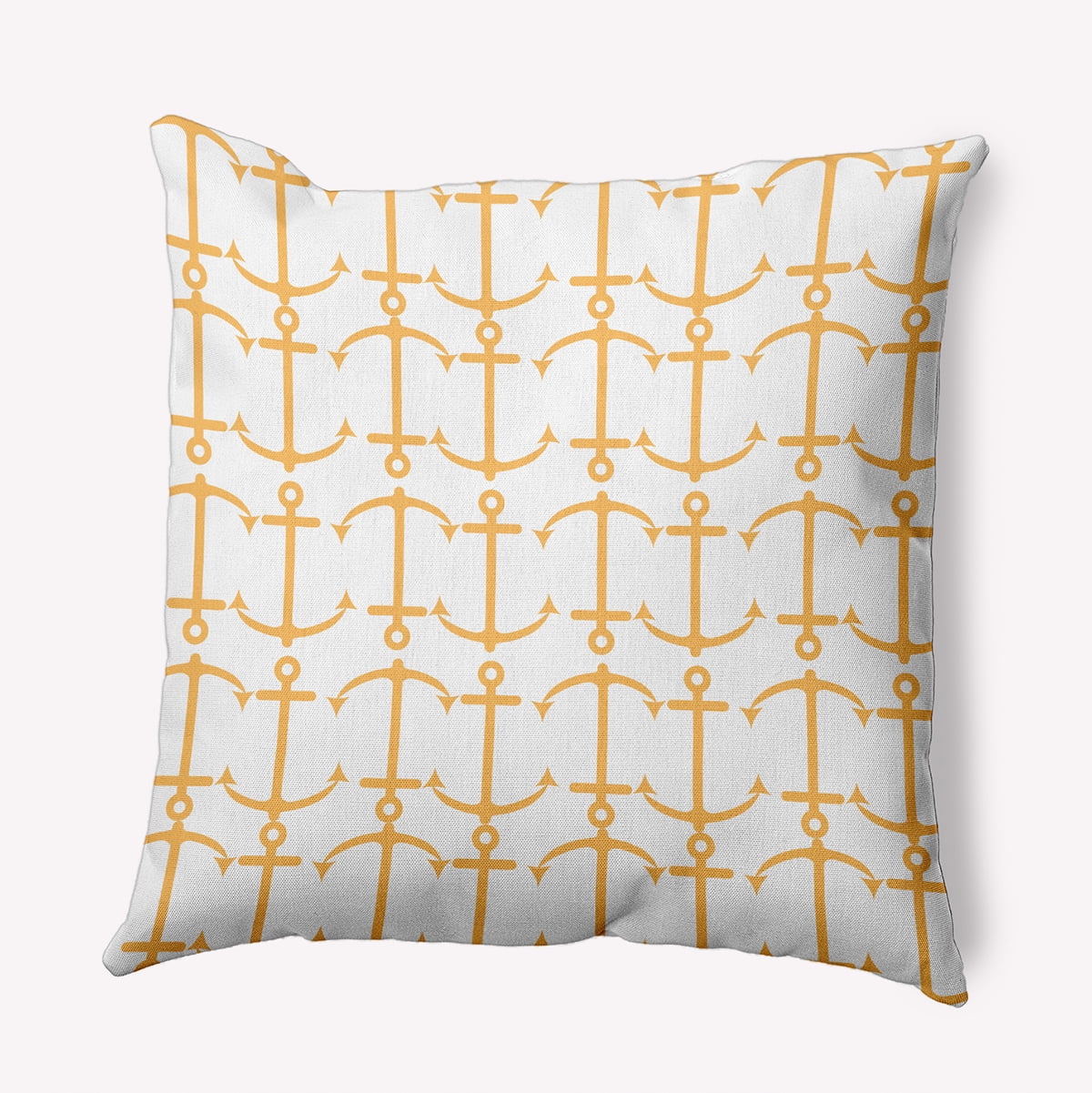 Simply Daisy 20-inch Square Anchor Pattern Polyester Indoor Pillow, Egg Yolk Yellow Qty 1