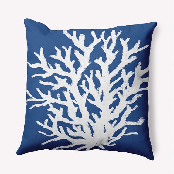Simply Daisy 20-inch Square Big Seaweed Polyester Indoor Pillow, Nautical Navy Qty 1