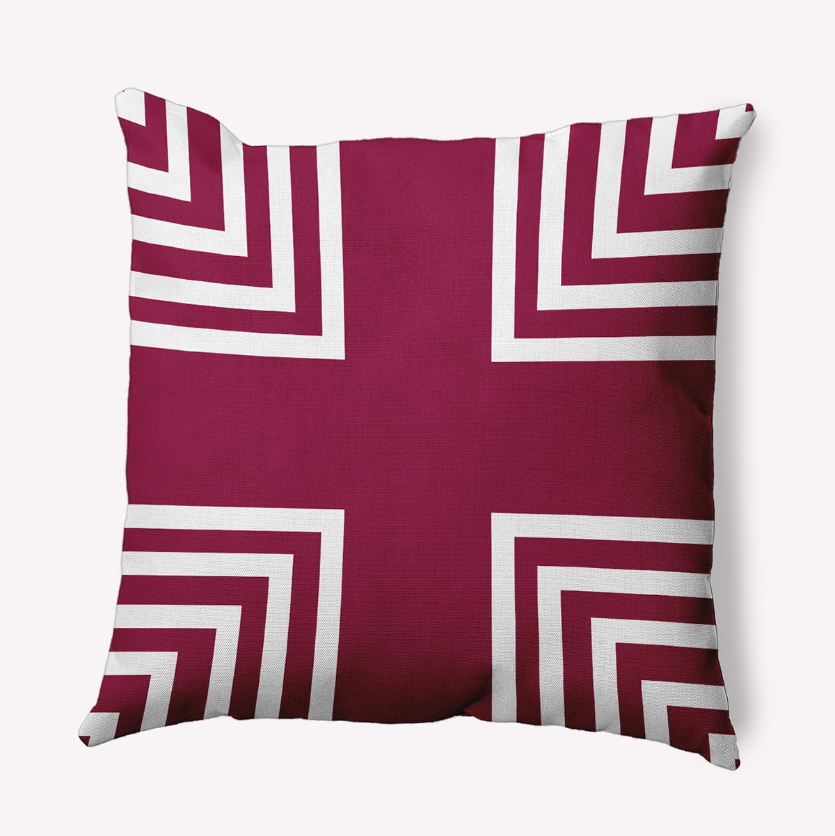 Simply Daisy 20-inch Square Corner Stripes Polyester Indoor Pillow, Maroon Red Qty 1