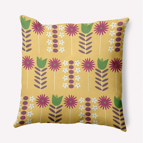 Simply Daisy 20-inch Square Daisy May's Garden Poly Throw Pillow, Daffodil Yellow Qty 1