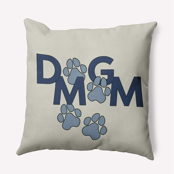 Simply Daisy 20-inch Square Dog Mom Polyester Indoor Pillow, Dusty Smoke Blue Qty 1