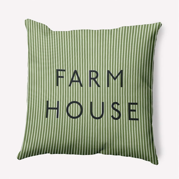 Simply Daisy 20-inch Square Farmhouse Ticking Poly Throw Pillow, Light Olive Green Qty 1