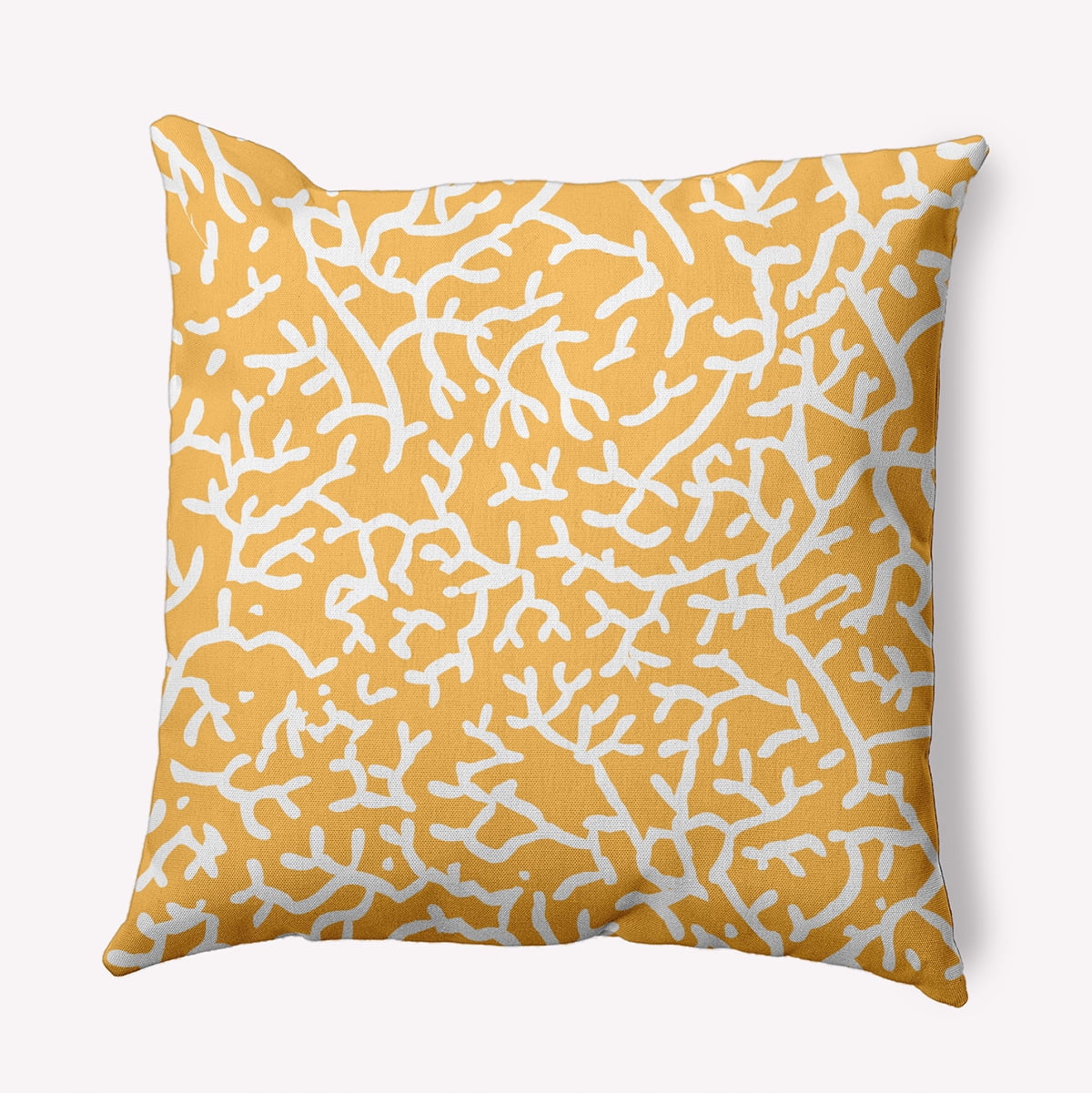 Simply Daisy 20-inch Square Seaweed Polyester Indoor Pillow, Egg Yolk Yellow Qty 1
