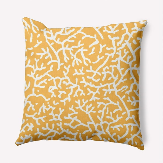 Simply Daisy 20-inch Square Seaweed Polyester Indoor Pillow, Egg Yolk Yellow Qty 1