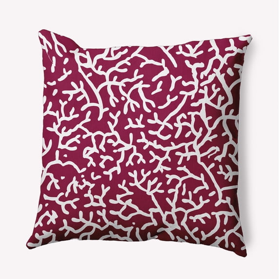 Simply Daisy 20-inch Square Seaweed Polyester Indoor Pillow, Maroon Red Qty 1