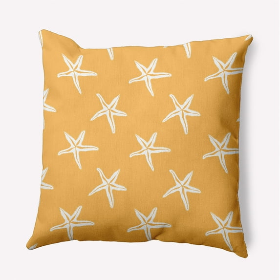 Simply Daisy 20-inch Square Starfish Polyester Indoor Pillow, Egg Yolk Yellow Qty 1