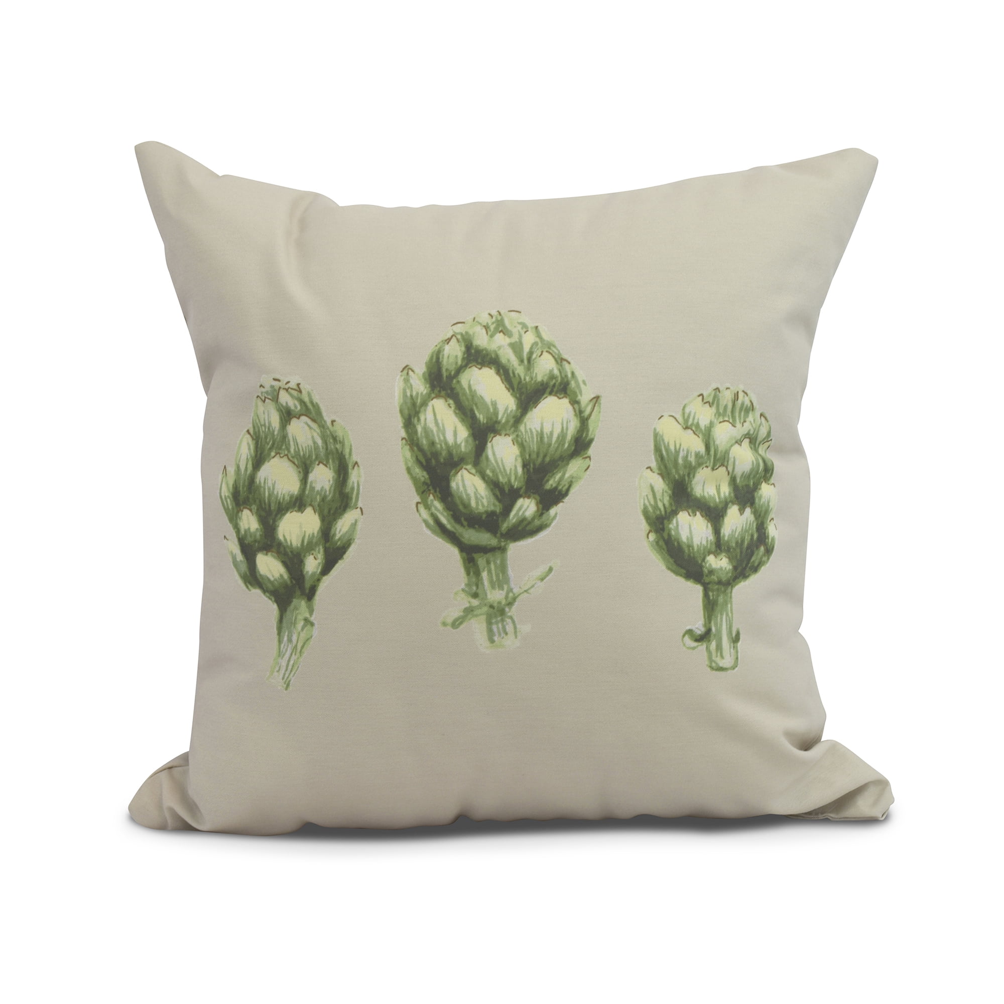 Simply Daisy, 20" x 20" Artichoke Outdoor Pillow, Light Gray-Green