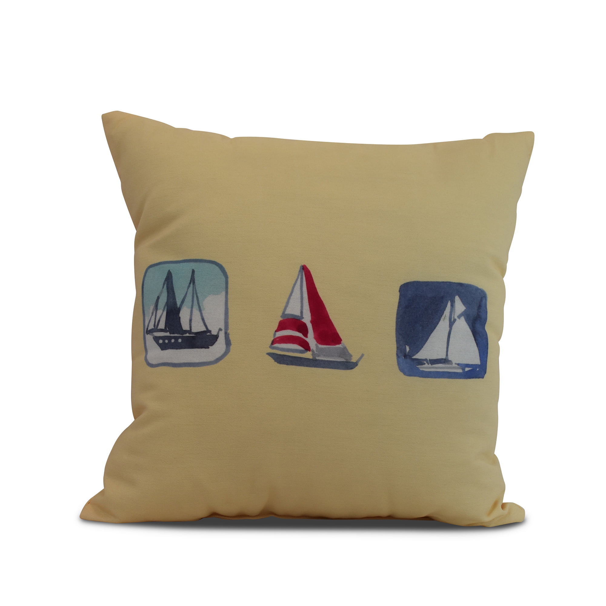 Simply Daisy, 20" x 20" Boat Trio, Geometric Print Outdoor Pillow, Yellow