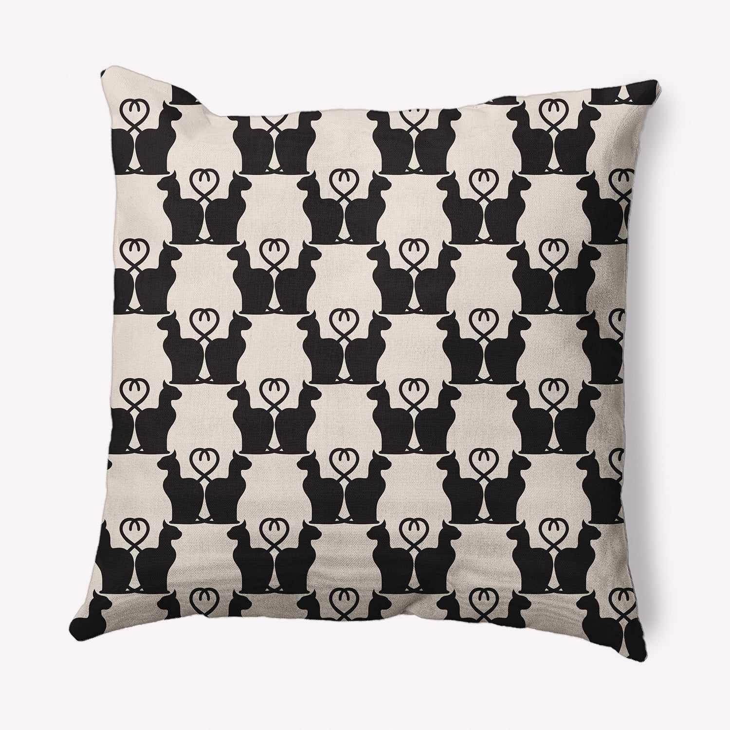 Simply Daisy 20" x 20" Cat Clowder Indoor/Outdoor Polyester Throw Pillow, Cream