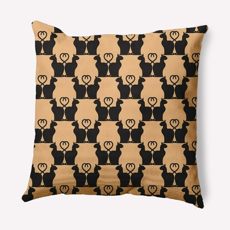 Simply Daisy 20" x 20" Cat Clowder Indoor/Outdoor Polyester Throw Pillow, Pale Gold