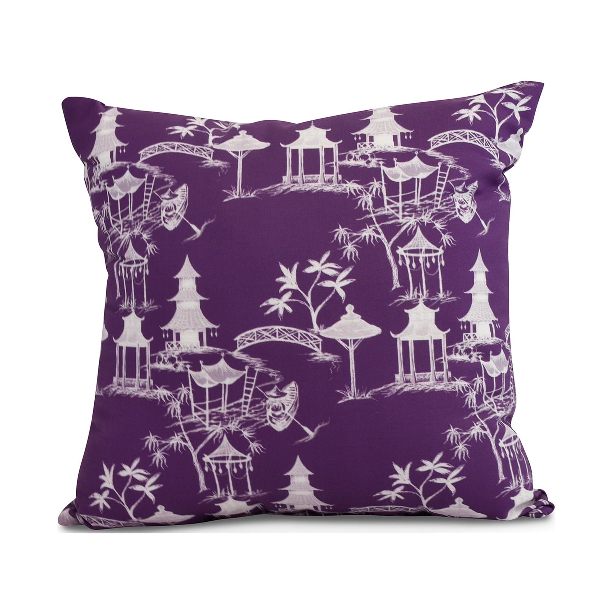 Simply Daisy, 20" x 20" Chinapezka, Floral Print Outdoor Pillow, Purple