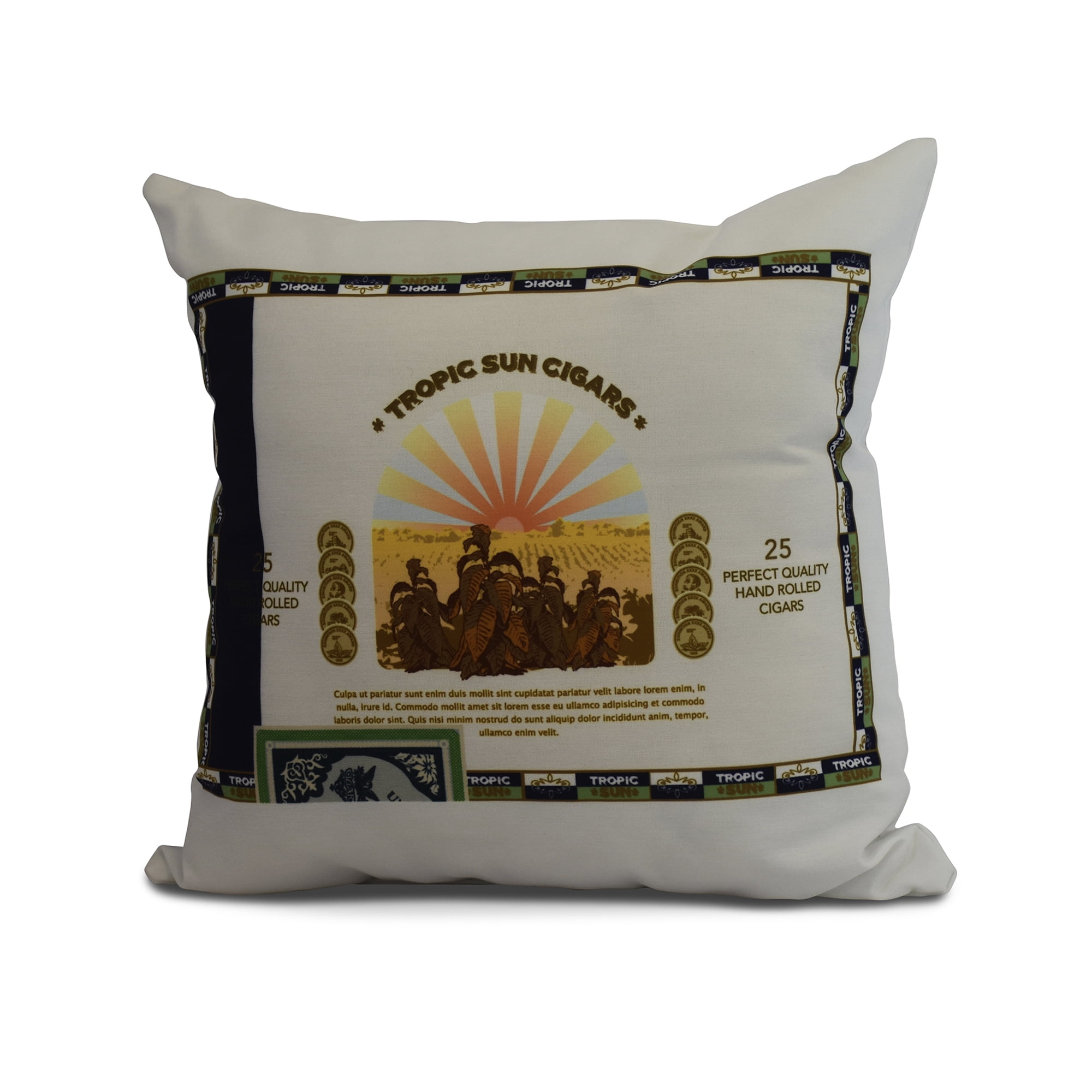 Simply Daisy, 20" x 20" Cigar Box Front, Geometric Print Outdoor Pillow, Green