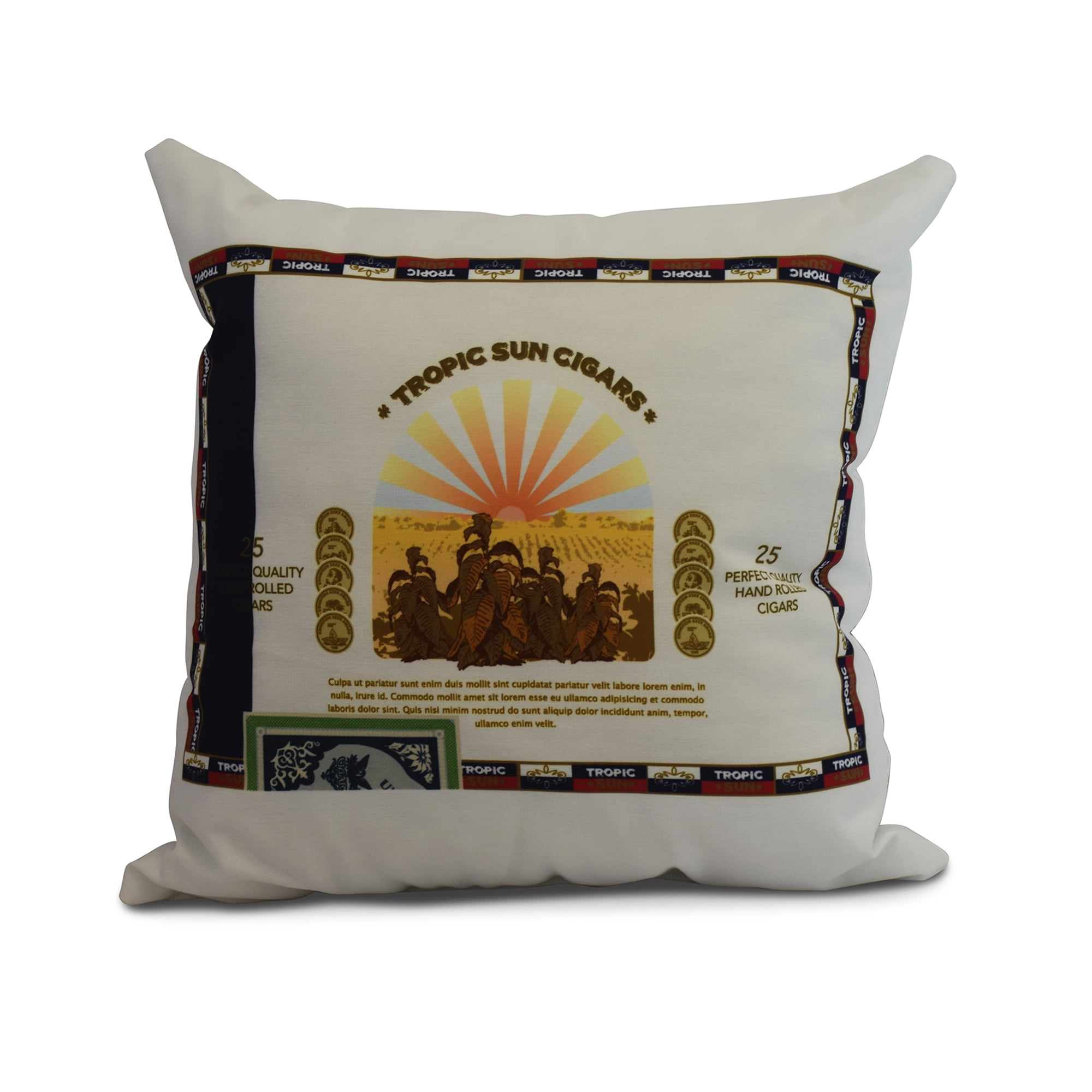 Simply Daisy, 20" x 20" Cigar Box Front, Geometric Print Outdoor Pillow, Navy Blue