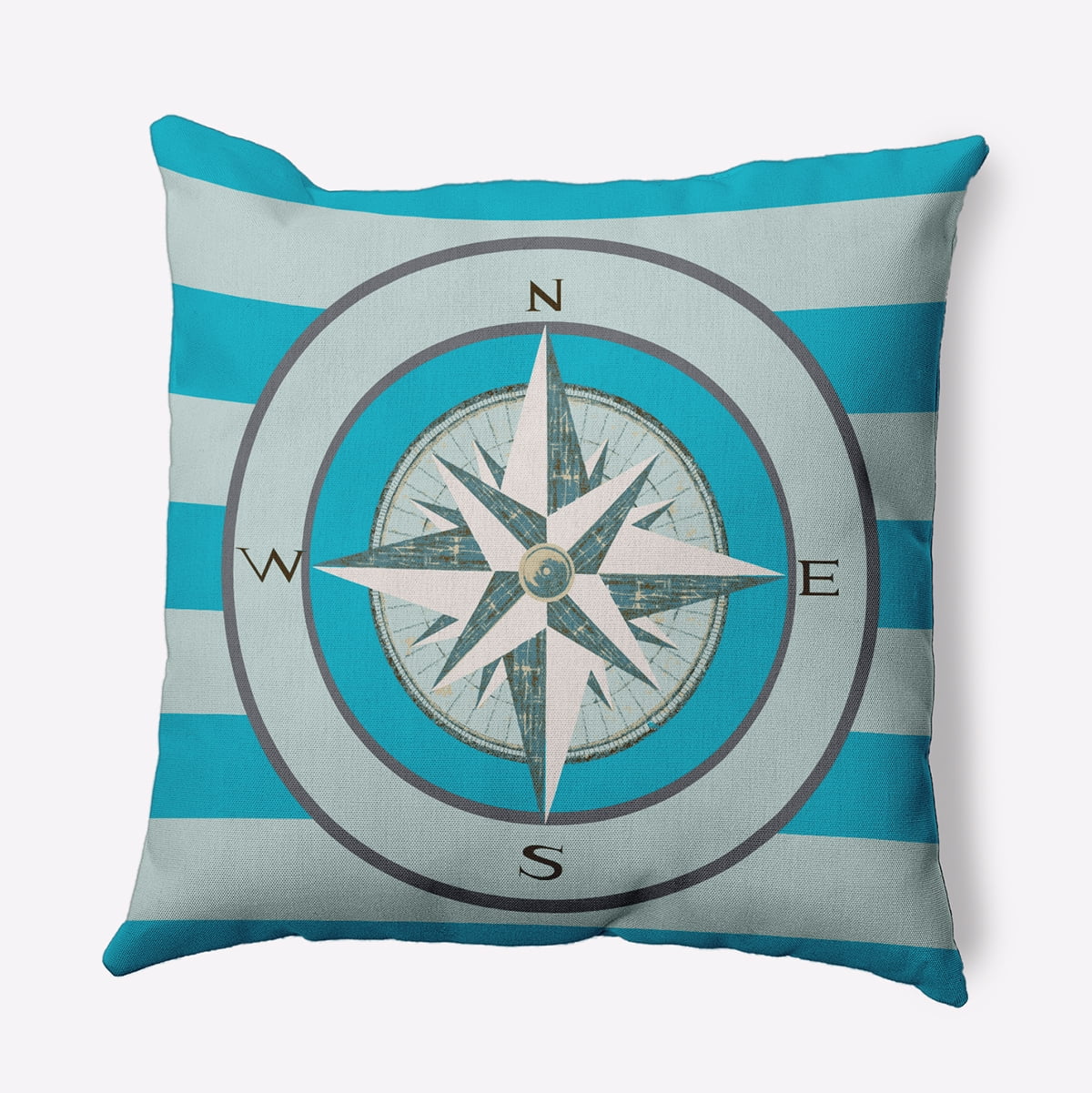 Simply Daisy 20" x 20" Compass on Stripes Decorative Throw Pillow, Carribbean Turquoise (1 count)