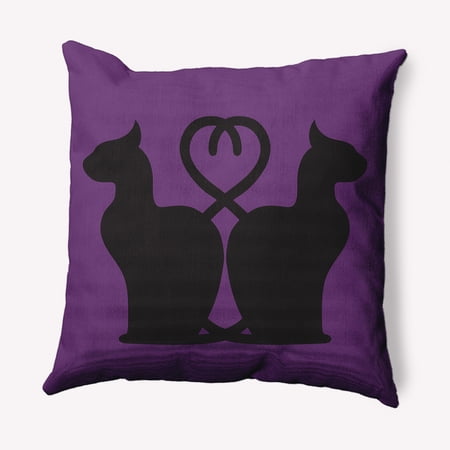 Simply Daisy 20" x 20" Conniving Cats Indoor/Outdoor Polyester Throw Pillow, Amethyst