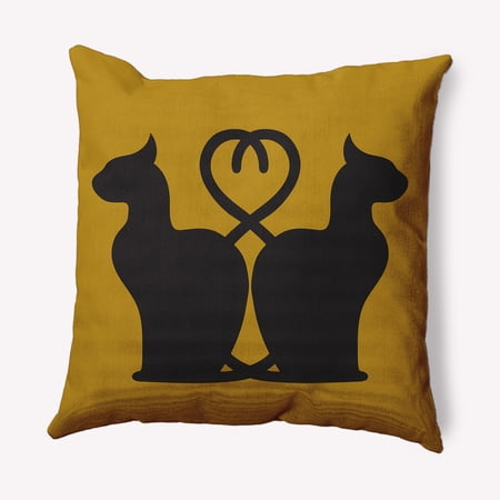 Simply Daisy 20" x 20" Conniving Cats Indoor/Outdoor Polyester Throw Pillow, Autumn Gold