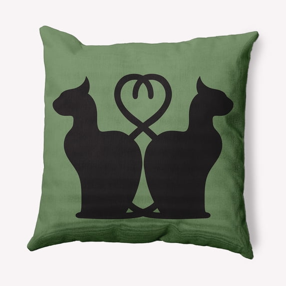Simply Daisy 20" x 20" Conniving Cats Indoor/Outdoor Polyester Throw Pillow, Sage
