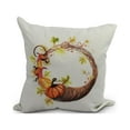 thumbnail image 1 of Simply Daisy, 20" x 20" Cornicopia Wreath Cream Fall Print Outdoor Decorative Throw Pillow, 1 of 2