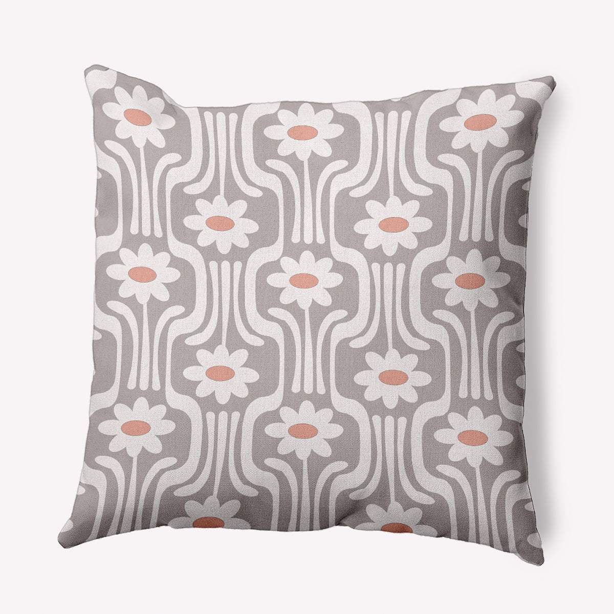 Simply Daisy 20" x 20" Daisys and Squiggles Decorative Throw Pillow, Greige (1 count)