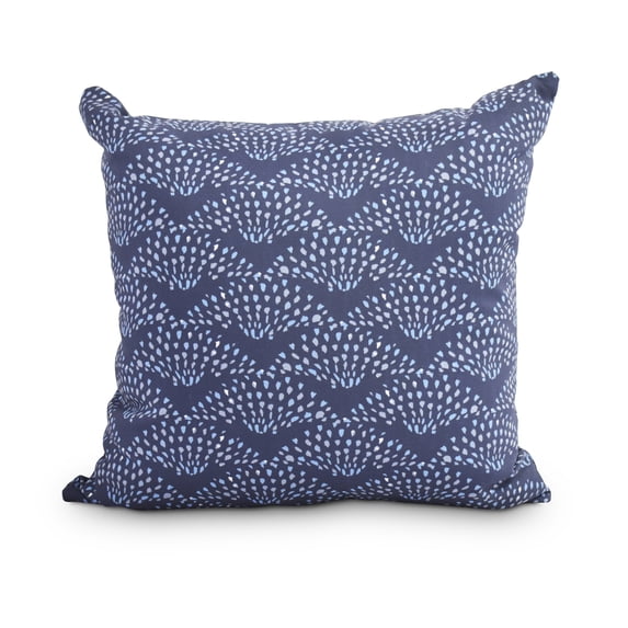 Simply Daisy, 20" x 20" Fan Dance Blue Geometric Print Decorative Outdoor Throw Pillow