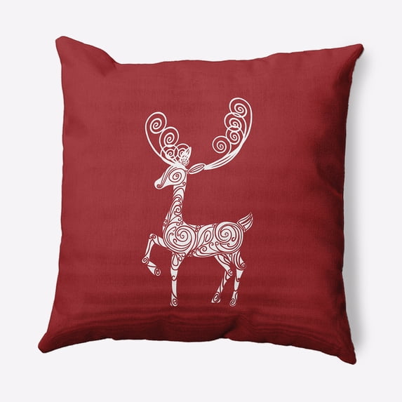 20" x 20" Simply Daisy Fancy Holiday Reindeer Polyester Accent Pillow, Muted Red (1 Count)