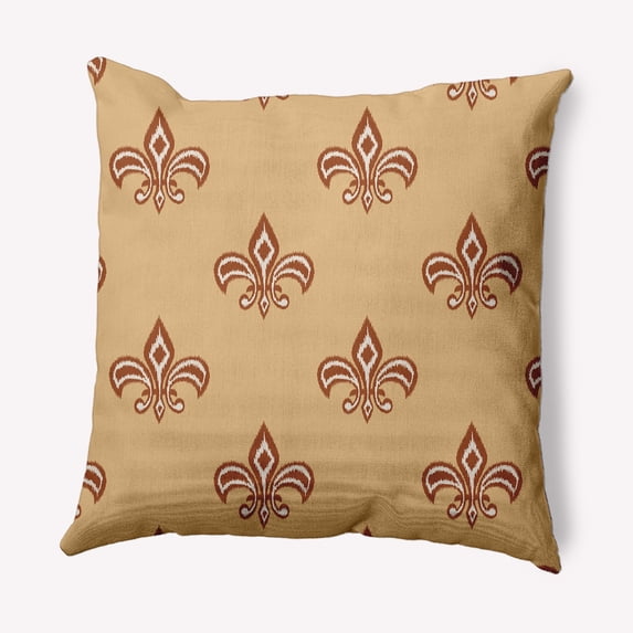 Simply Daisy 20" x 20" Fleur de Lis Indoor/Outdoor Polyester Throw Pillow, Pale Gold