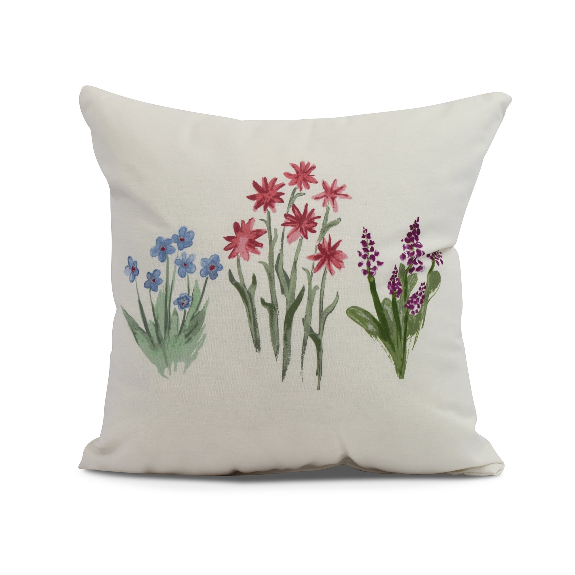 Simply Daisy, 20" x 20" Flower Trio Outdoor Pillow, Light Blue