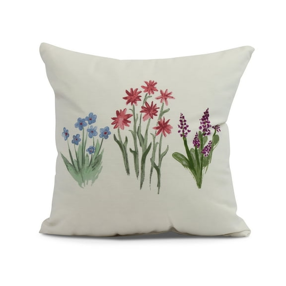 Simply Daisy, 20" x 20" Flower Trio Outdoor Pillow, Light Blue