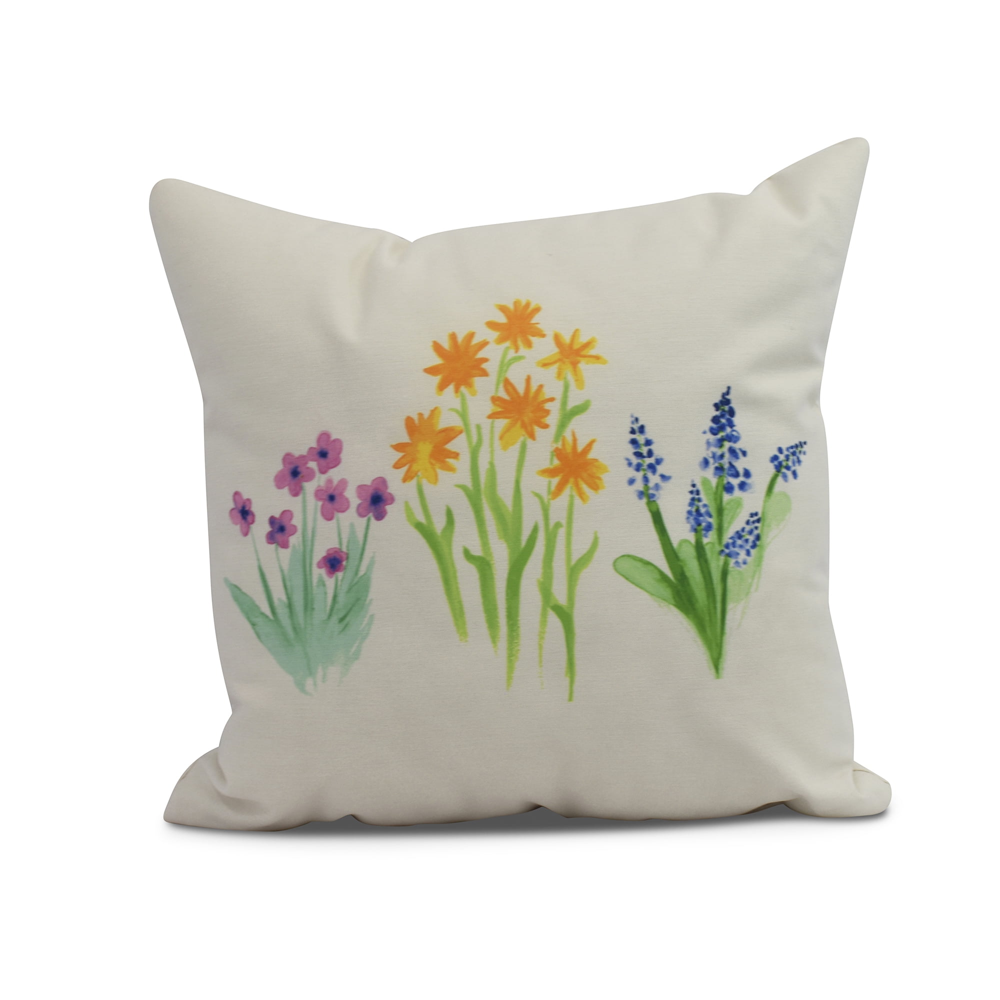 Simply Daisy, 20" x 20" Flower Trio Outdoor Pillow, Yellow